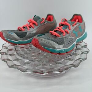 Under Armour Charged Impulse Running Shoes Gray Coral‎ Teal Women Size 7
